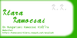 klara kamocsai business card